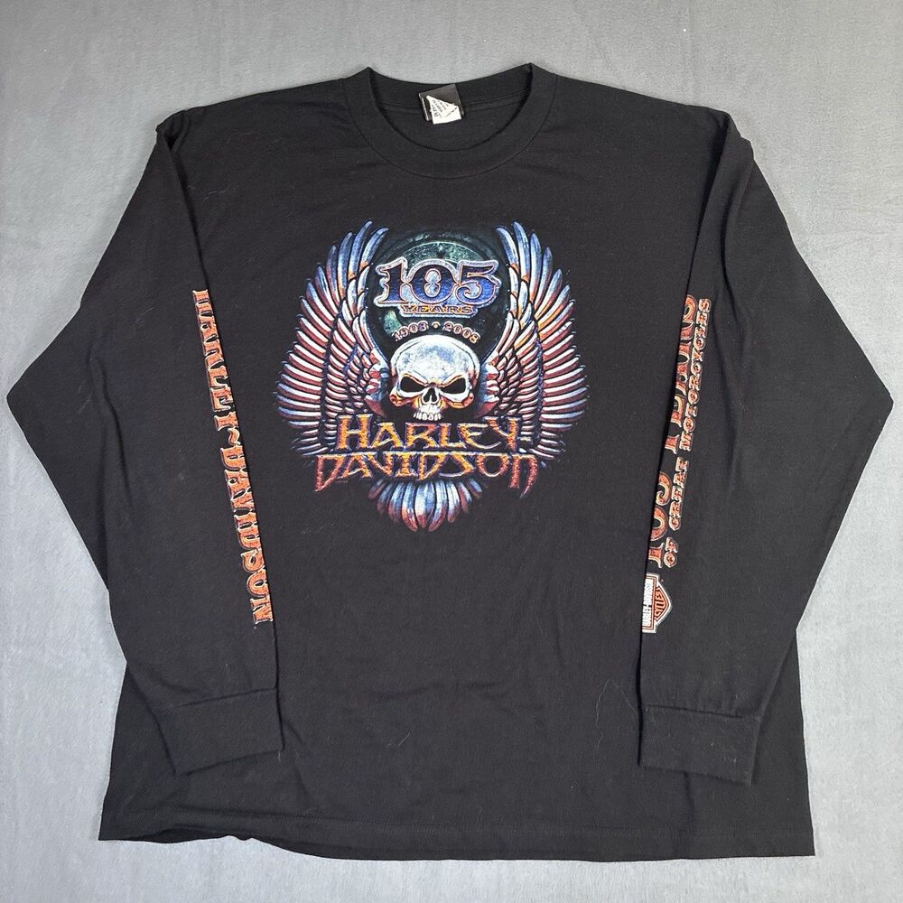 Harley-Davidson 105th Anniversary Vintage Wings And Skulls Longsleeve Size 2XL